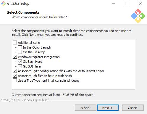 Captura instalación Git en Windows 3